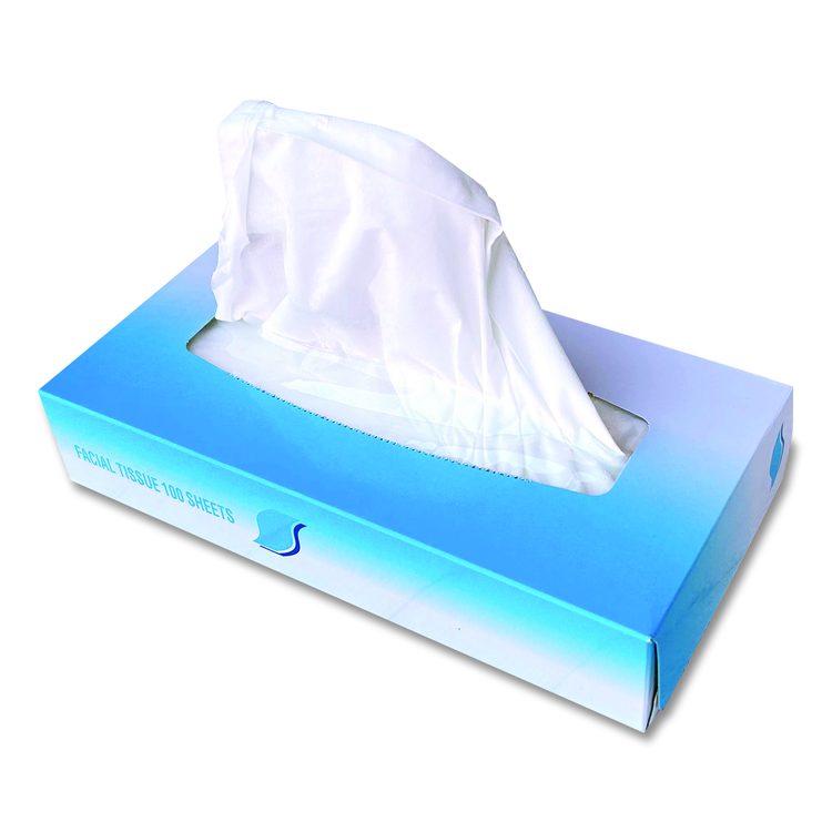 Facial Tissue, Flat Box, 2-Ply, White, 100 Sheets/Box, 30 Boxes/Carton