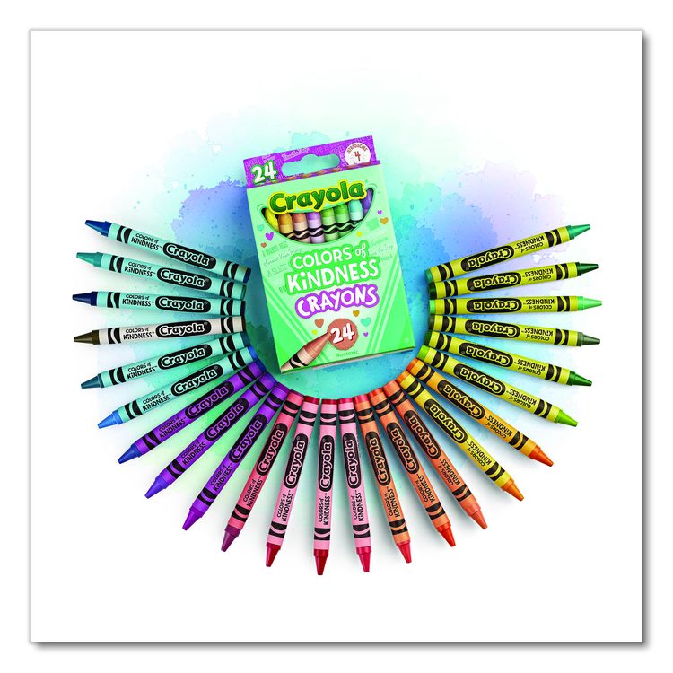 Colors of Kindness Crayons, Regular Size, 0.31" x 3.63", 24 Assorted Colors, 24/Pack