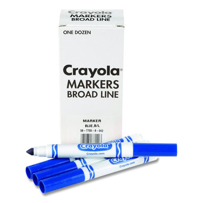 Broad Line Washable Markers, Broad Bullet Tip, Blue, 12/Box