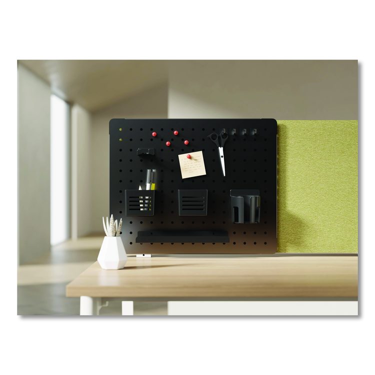 Pegboard Organizer, Three Compartments, 20.58 x 1 x 17, Black, Steel
