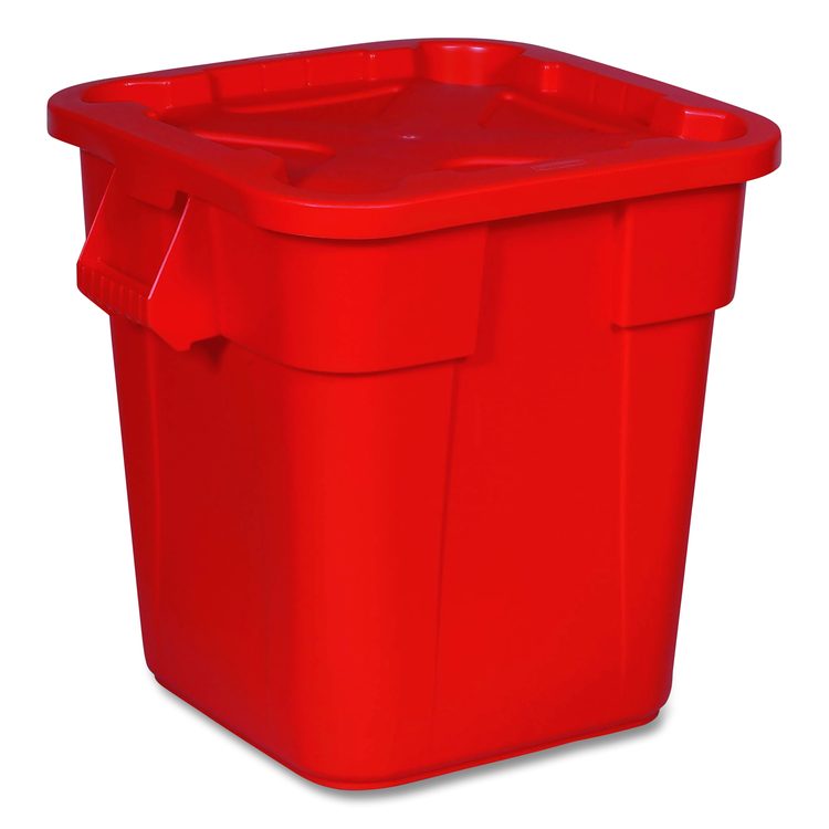 Square BRUTE Lid, 21.88w x 21.88d x 2.13h, Red, 6/Carton