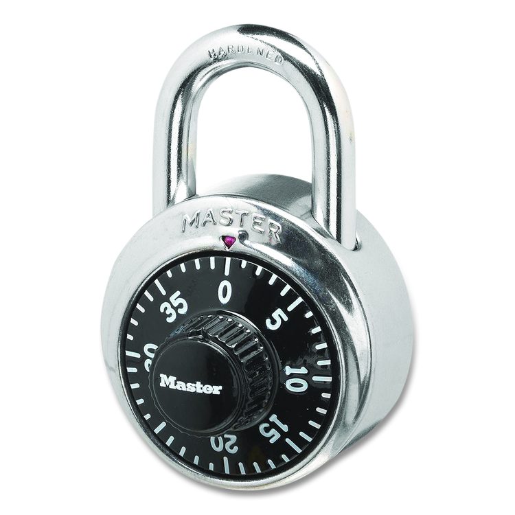 Combination Lock, Stainless Steel, 1.87" Wide, Silver/Black, 2/Pack
