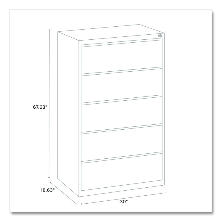 Lateral File, 5 Legal/Letter-Size File Drawers, Light Gray, 30" x 18.62" x 67.62"