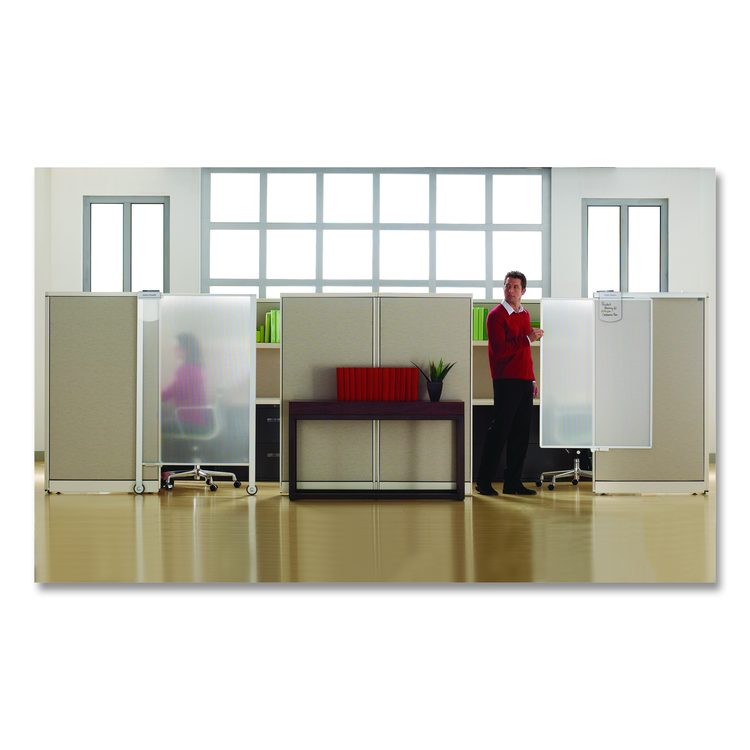 Workstation Privacy Screen, 36w x 48d, Translucent Clear/Silver