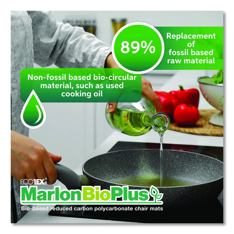 Ecotex Marlon BioPlus Polycarbonate Chair Mat for Low to Medium Pile Carpeted Floors, Rectangular, 45" x 53", Clear