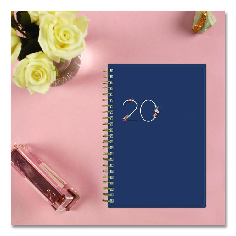 Ashlyn Weekly/Monthly Planner, Floral Artwork, 8 x 5, Navy/Multicolor Cover, 12-Month (Jan to Dec): 2026