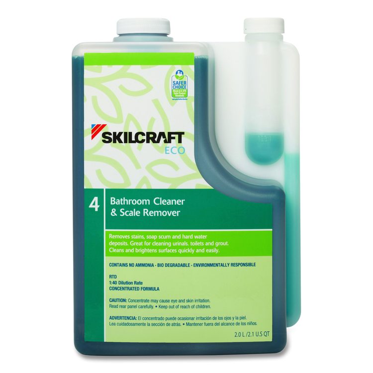 7930017149187, SKILCRAFT ECO Bathroom Cleaner and Scale Remover Concentrate, 2 L Bottle, 4/Pack