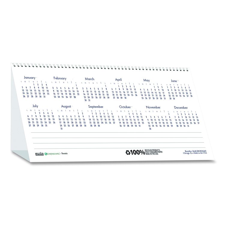 Earthscapes Recycled Desk Tent Monthly Calendar, Scenic Photography, 8.5 x 4.5, White Sheets, 12-Month (Jan to Dec): 2026