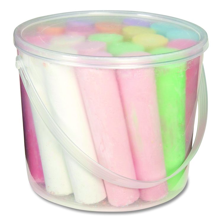 Washable Sidewalk Jumbo Chalk in Storage Bucket with Lid and Handle, 12.63", 20 Assorted Colors