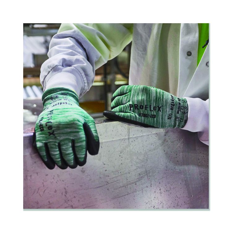 ProFlex 7002-ECO Recycled PU Coated Gloves, EN388: 3131, 8.5" Long, 2X-Large, Green, Pair