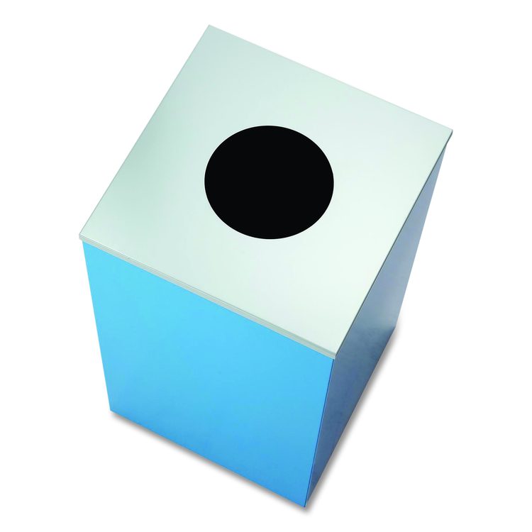 29 Gallon Trash/Recycling Cans, Steel, Blue Recycling with Circle Lid, Black Trash Can with Square Lid