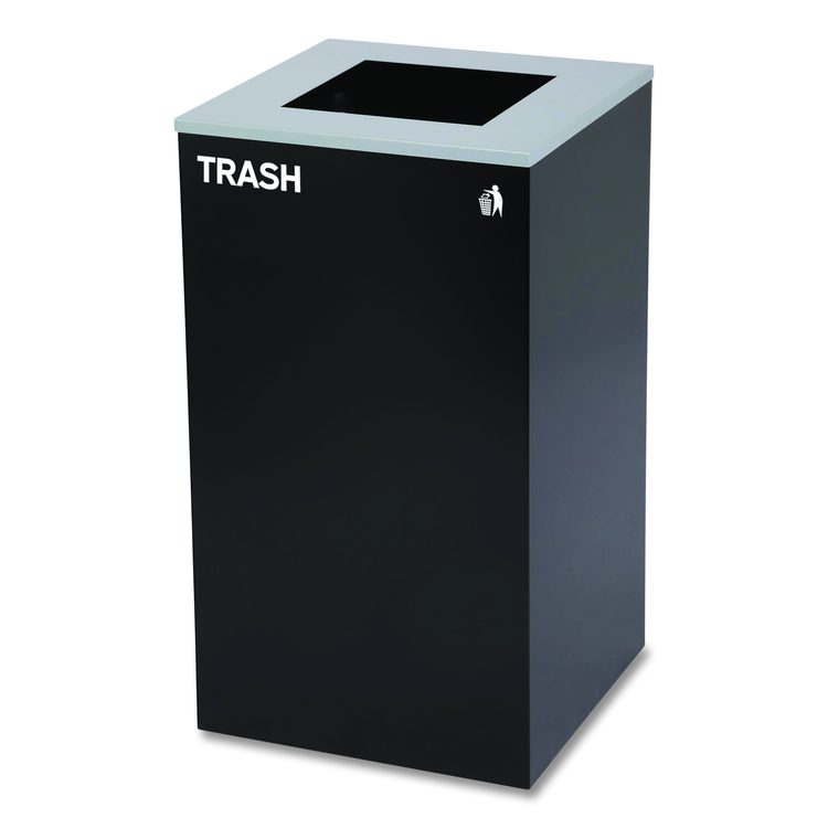 29 Gallon Trash/Recycling Cans, Steel, Blue Cans/Bottles Recycling Can, Green Compost Can, Black Trash Can with Square Lids
