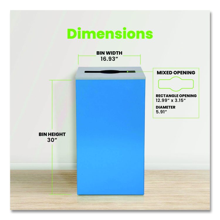 29 Gallon Trash/Recycling Cans, Steel, Blue Can with Mixed Lid