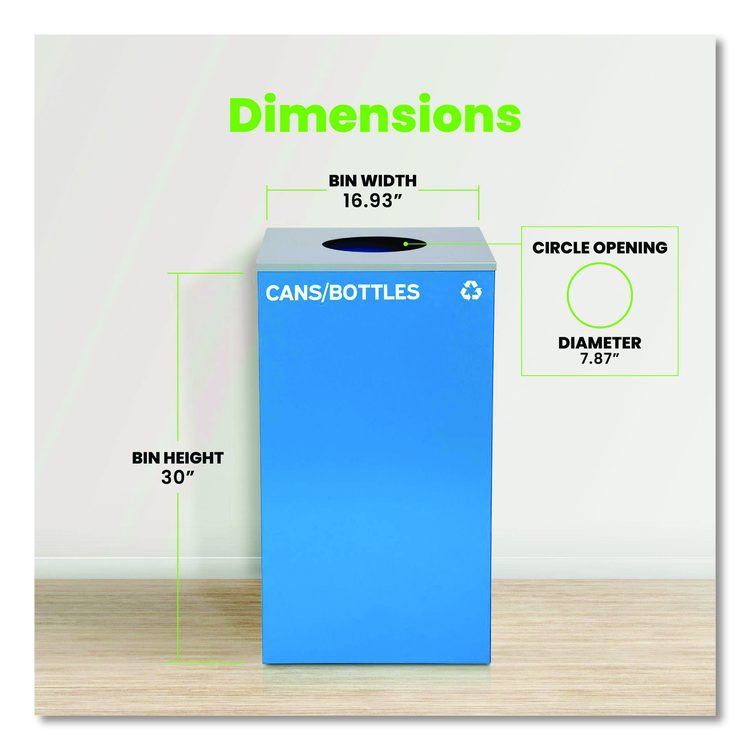 29 Gallon Trash/Recycling Cans, Steel, Blue Cans/Bottles Recycling Can with Circle Lid