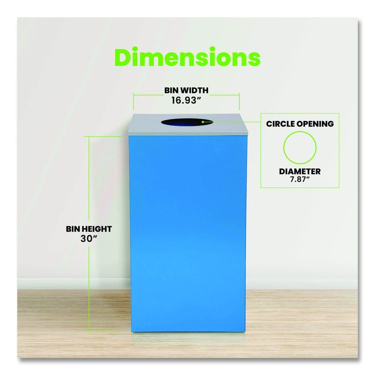 29 Gallon Trash/Recycling Cans, Steel, Blue Can with Circle Lid