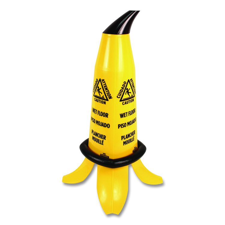 Banana Wet Floor Cones, 11 x 11.15 x 23.25, Yellow/Brown/Black