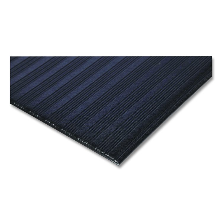 Ribbed Vinyl Anti-Fatigue Mat, Rectangular, Black Ribbed Surface, 24" x 36"