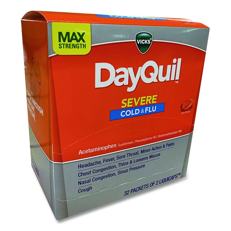 Severe Cold and Flu Relief LiquiCaps, 2 LiquiCaps/Packet, 32 Packets/Box