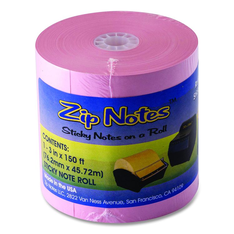Dispenser Refill Roll, Unruled, Approx: 600 3 x 3 Sheets, 3" x 150 ft Roll, Pink