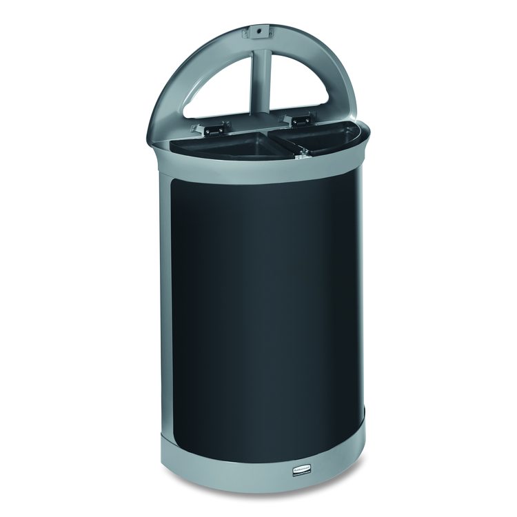 ENHANCE Series Waste Receptacle, Dual Top Hole, 11.5 gal, Metal, Pearl Gray/Umbra Gray