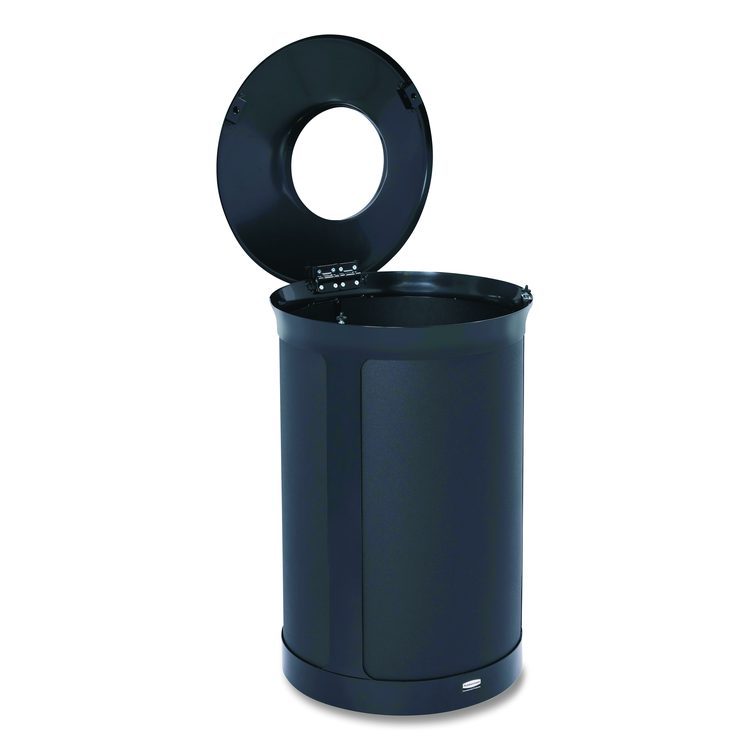 ENHANCE Series Waste Receptacle, 23 gal, Metal, Jet Black Metallic