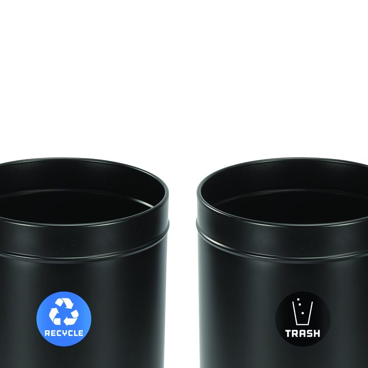 27 Gallon Black Stainless Steel Recycling Can and Trash Receptacle