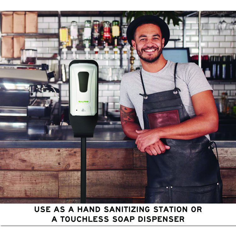 Automatic Foam Hand Sanitizer/Soap Dispenser with Floor Stand, 40 oz, 4.48 x 6 x 45, White