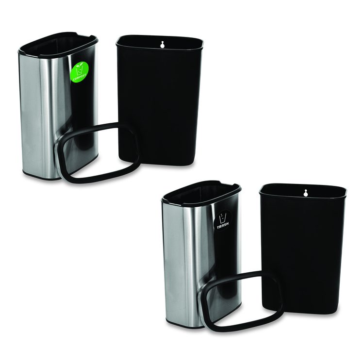 10.5 Gallon Compost and Trash Station, Brushed Stainless Steel