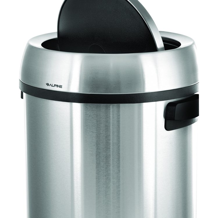 17 Gallon Stainless Steel Commercial Trash Can with Swing Lid