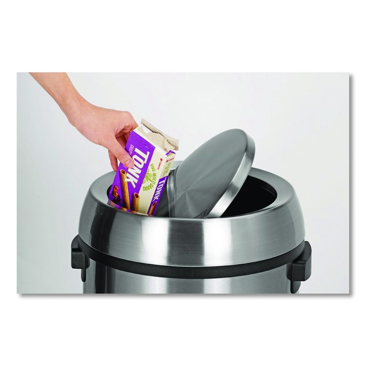 17 Gal Stainless Steel Swivel Trash Can Cover, 15.7 x 15.67 x 15.67, Silver