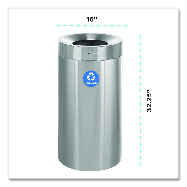 27 Gallon Stainless Steel Recycling Can, Brushed Stainless Steel