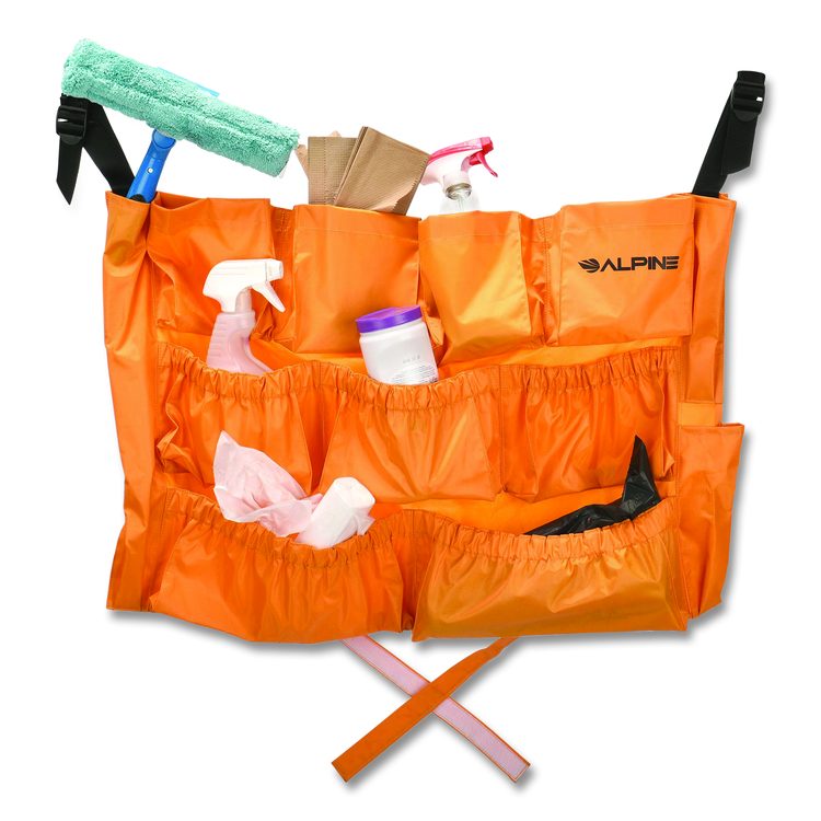 12-Pocket Trash Can Caddy Bag, 12 Compartments, 29 x 19.5, Orange