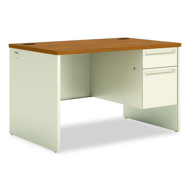 38000 Series Right Pedestal Desk, 48" x 30" x 29.5", Harvest/Putty