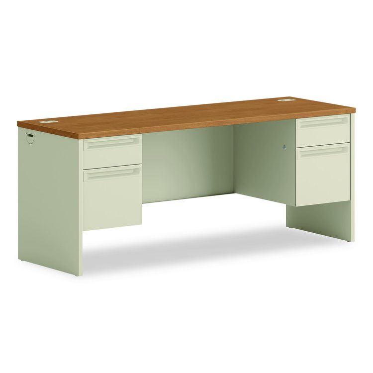 38000 Series Kneespace Credenza, 72w x 24d x 29.5h, Harvest/Putty