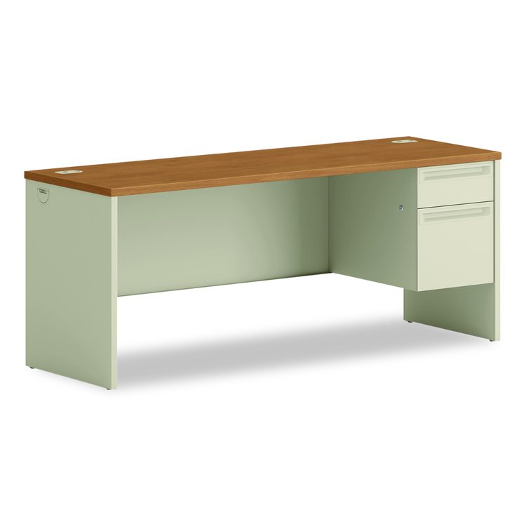 38000 Series Right Pedestal Credenza, 72w x 24d x 29.5h, Harvest/Putty