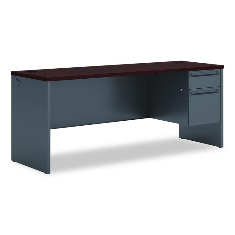 38000 Series Right Pedestal Credenza, 72w x 24d x 29.5h, Mahogany/Charcoal