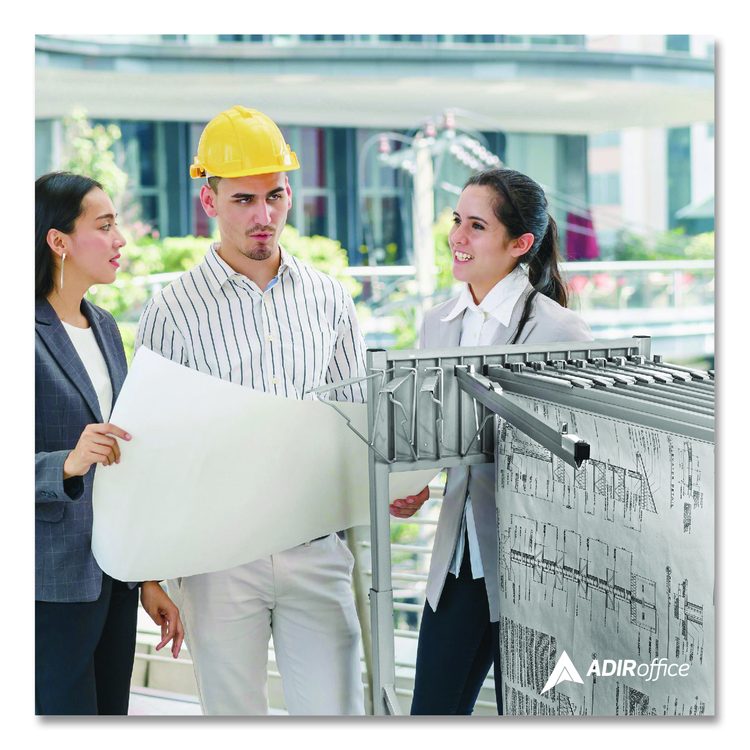 Blueprint Storage Cabinet Rolling Stand, Assorted Document Sizes Accommodated, 27" x 28.5" to 46.5" x 46" to 66", Gray