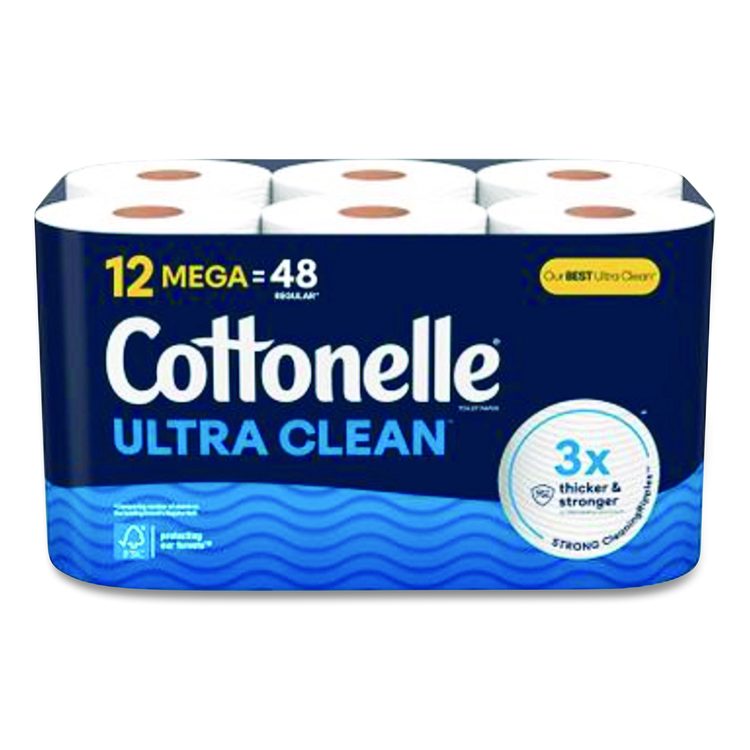 Ultra CleanCare Toilet Paper, Strong Bath Tissue, Septic Safe, 1-Ply, White, 284 Sheets/Roll, 12 Rolls/Pack, 4 Packs/Carton