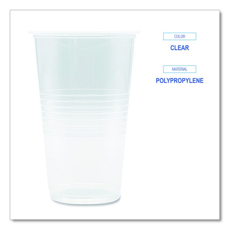Translucent Plastic Cold Cups, 20 oz, Clear, 1,000/Carton