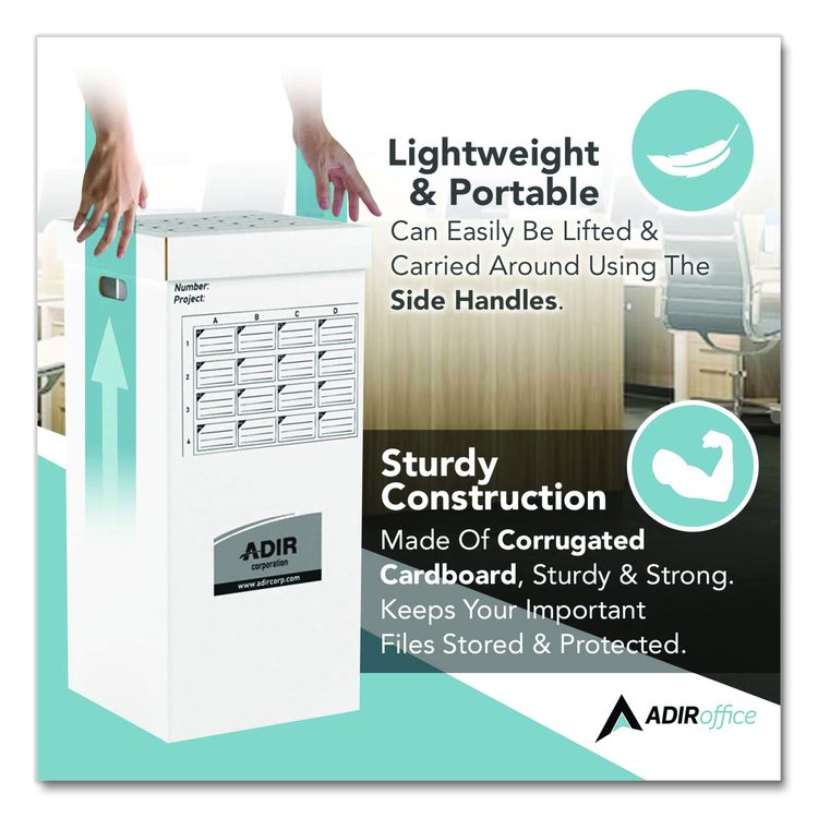 16 Slot Blueprint Rolled File Upright Storage Box, 16 Compartments, 17.5 x 17.5 x 37, White