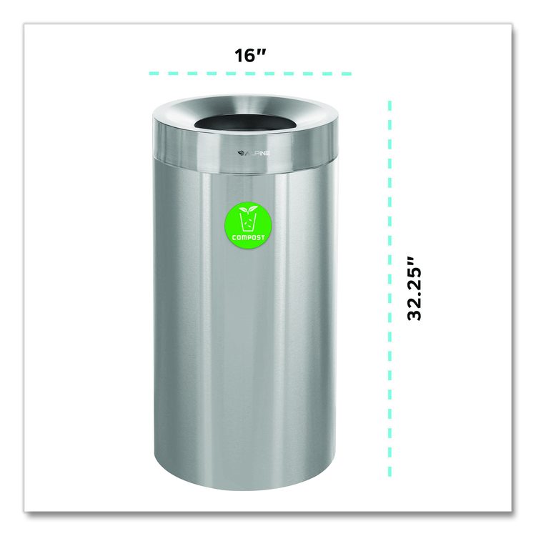 27 Gallon Stainless Steel Compost Can, Brushed Stainless Steel