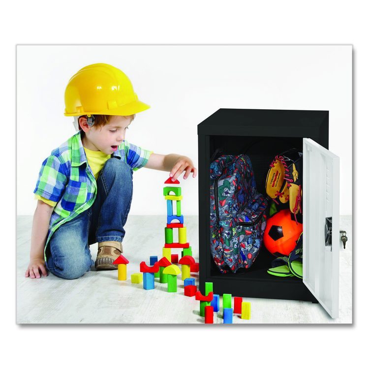 Steel Storage Locker, 1 Compartment, 15 x 15 x 24, Black Body/White Doors