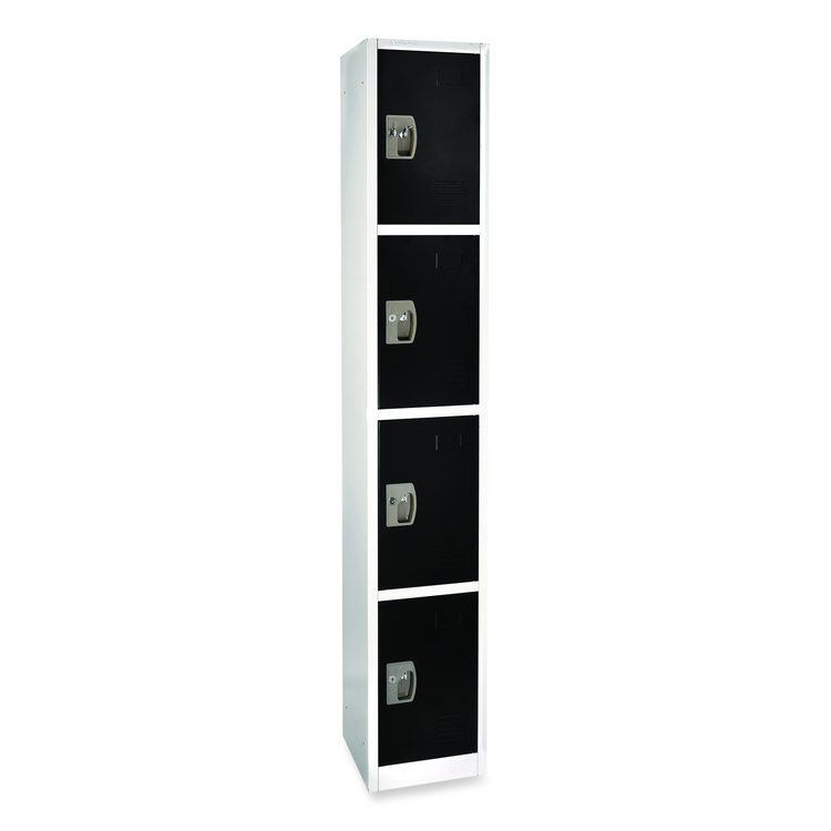 Steel Storage Locker, 4 Compartment, 12 x 12 x 72, Black