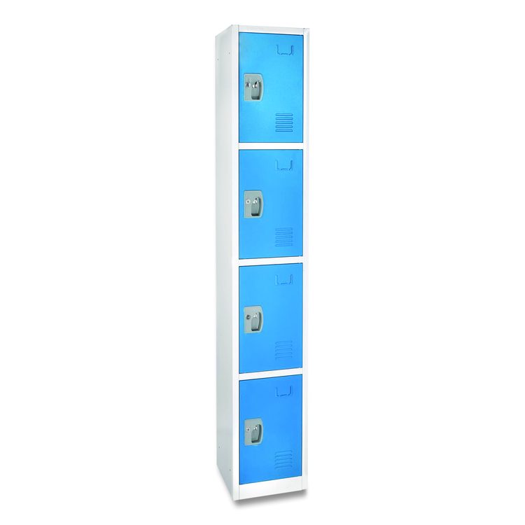 Steel Storage Locker, 4 Compartment, 12 x 12 x 72, Blue