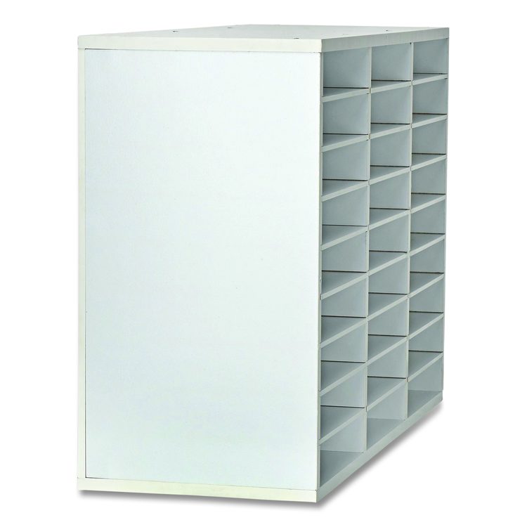 Wooden 27 Compartment Literature Organizer, 27 Sections, Letter Size, 31.49 x 11.81 x 21.65, White