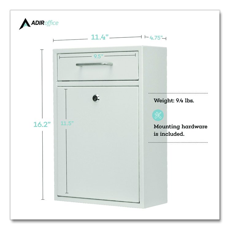 Large Ultimate Secure Drop Box Wall Mounted Mail Box, 11.2 x 4.7 x 16.2, White