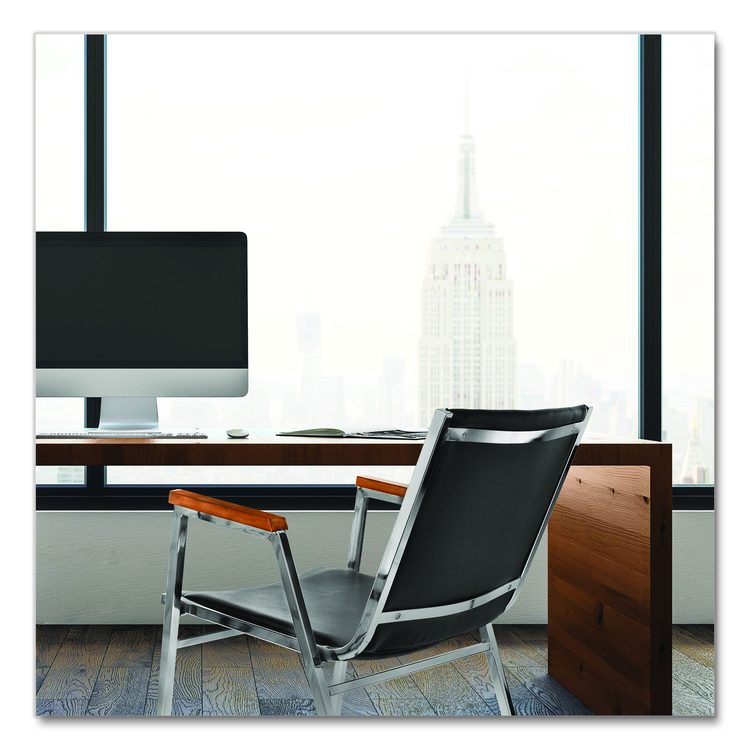 Vinyl Chrome Frame Stackable Office Chair, 16.5 x 22 x 32, Black Seat, Black Back, Chrome Base