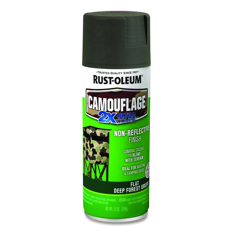 Camouflage Spray Paint, Flat Deep Forest Green, 12 oz Aerosol Can, 6/Carton