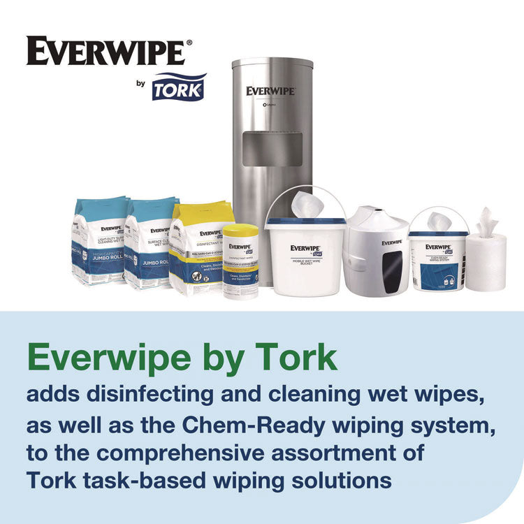 Everwipe by Tork Chem-Ready Wiping Rolls, 1-Ply, 12 x 10.5, White, 90 Sheets, 6 Rolls/Carton