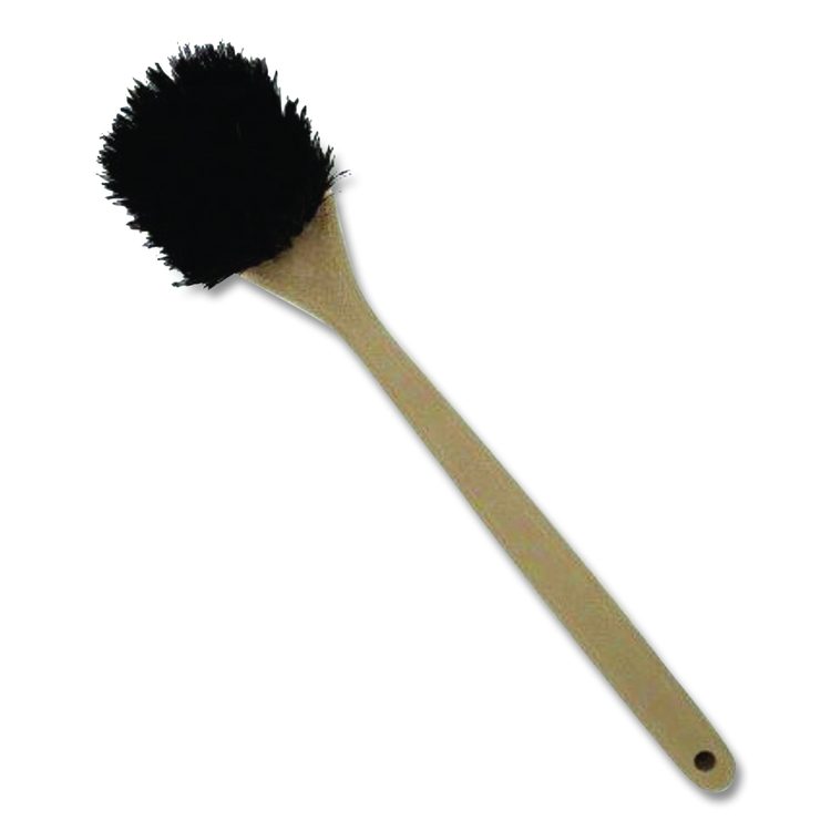 Utility Brush, Brown Palmyra Fiber Bristles, 5.5" Brush, 14.5" Tan Plastic Handle